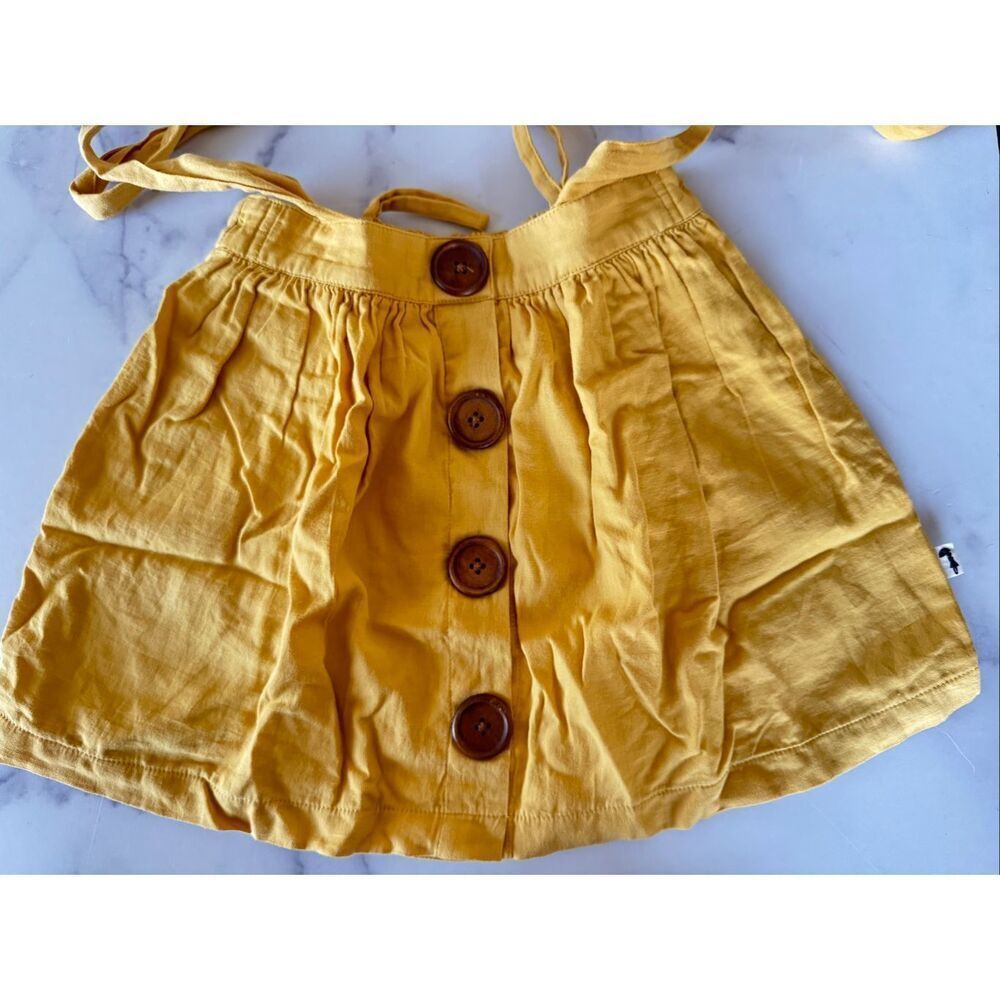 Lacey Lane girls 5 year  skirt suspenders mustard yellow summer pull on 100% cot